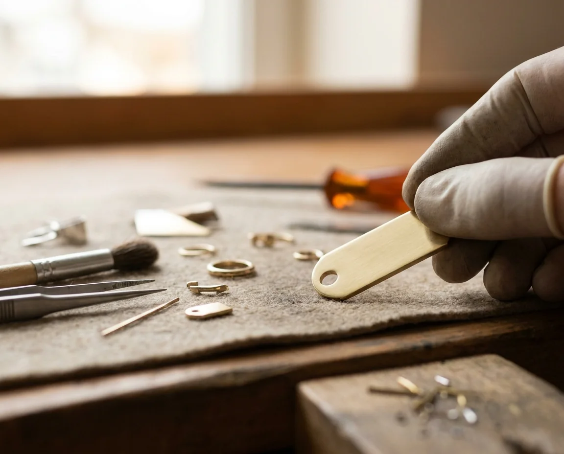A cut tag blank judged on its edge and hole position