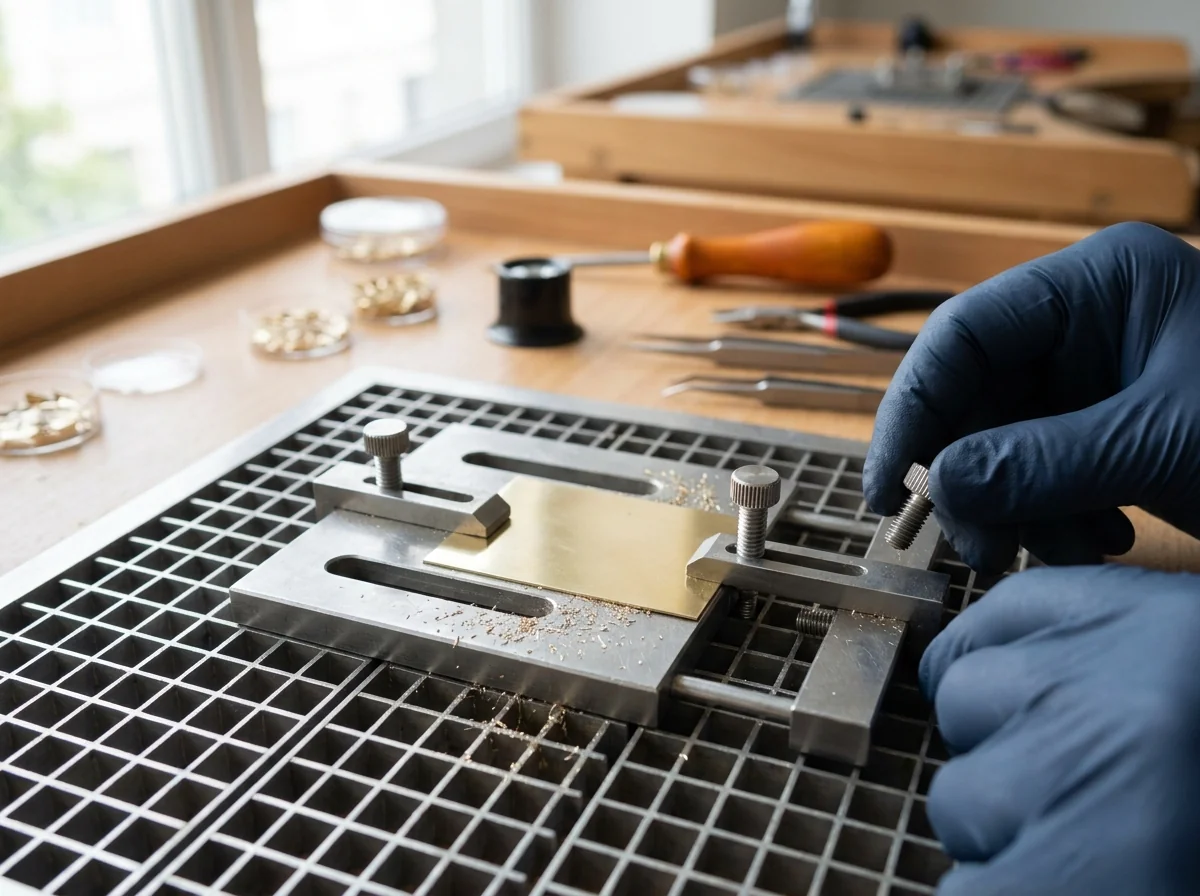Cutting fixture clamping thin sheet flat on the bed
