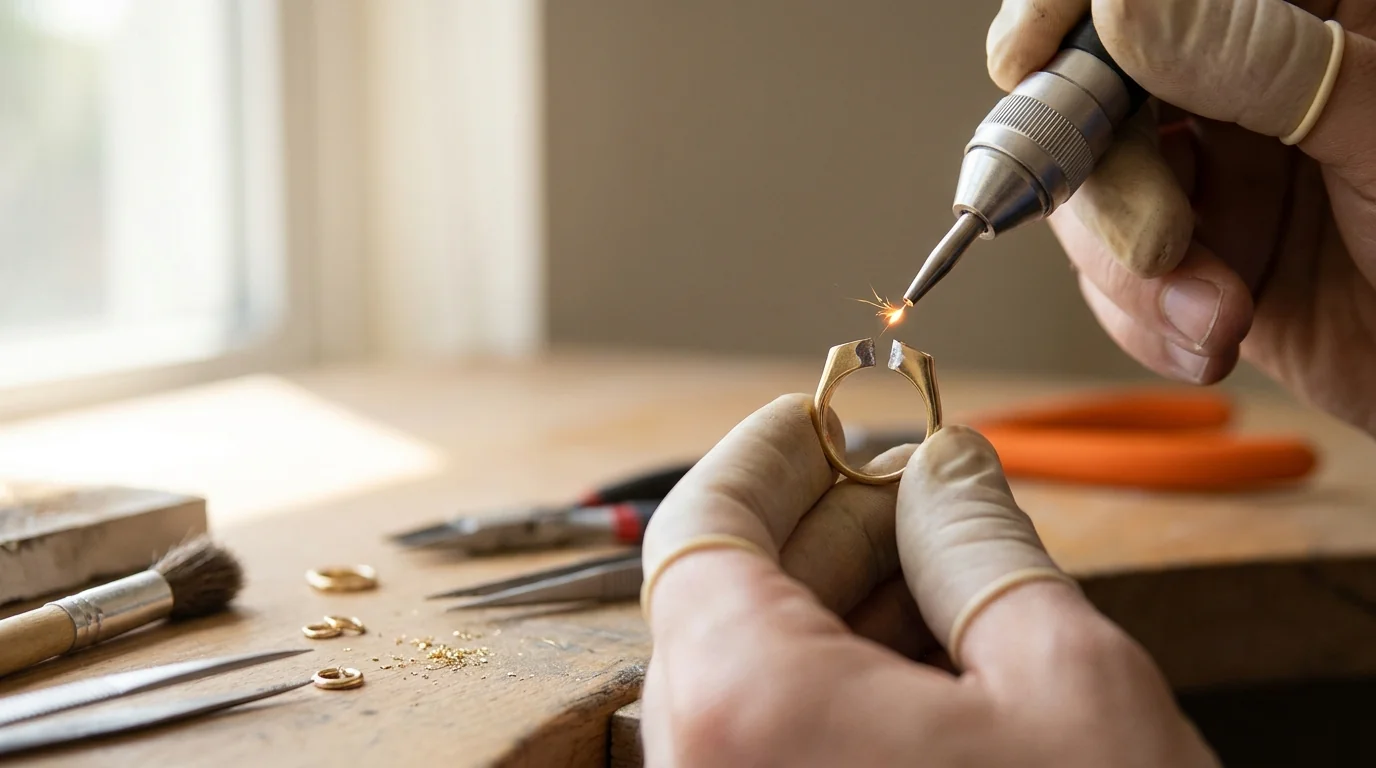 A ring shank opened at the seam for resizing