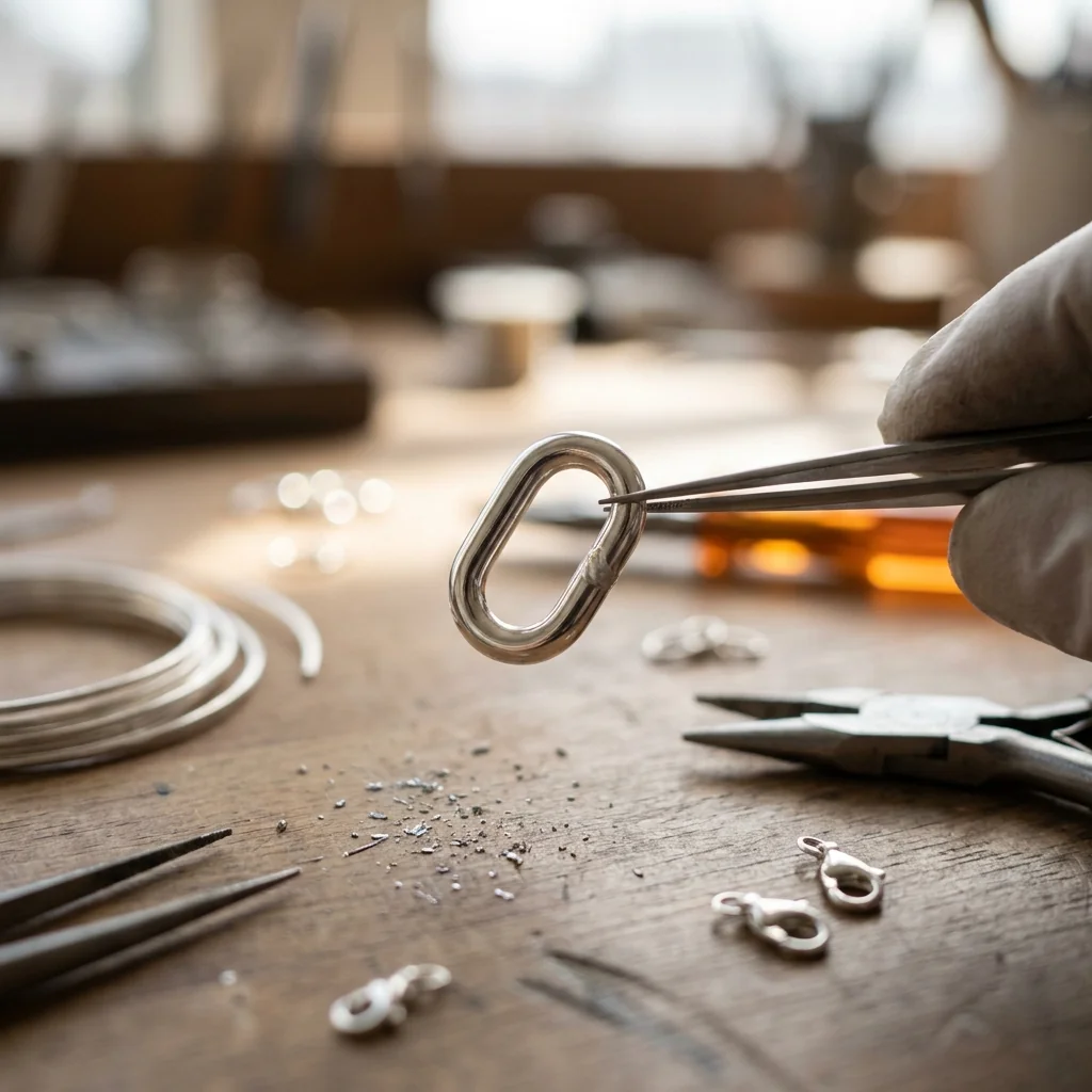 A repaired silver chain link