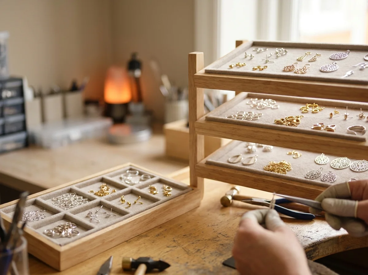 A factory sample room shelf