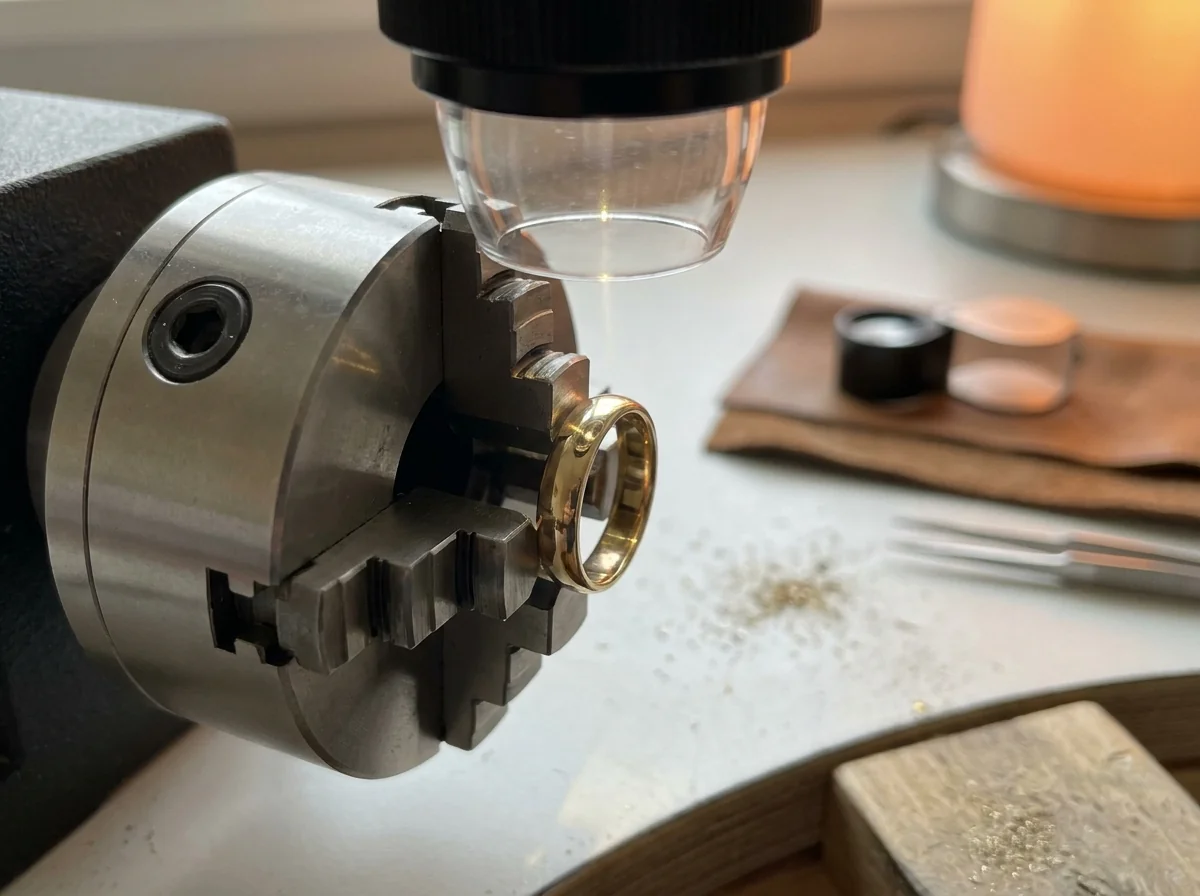 A ring turning on the rotary device under the marking lens